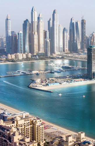 Bild der Skyline des Steuerparadies Dubai.