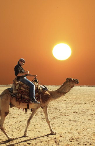 Camel tour in the desert.