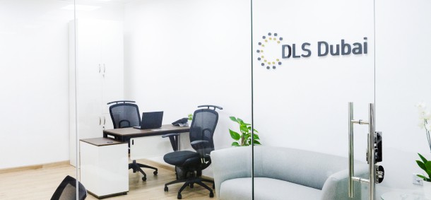 A picture of the DLS Dubai Office on site in Dubai Marina.